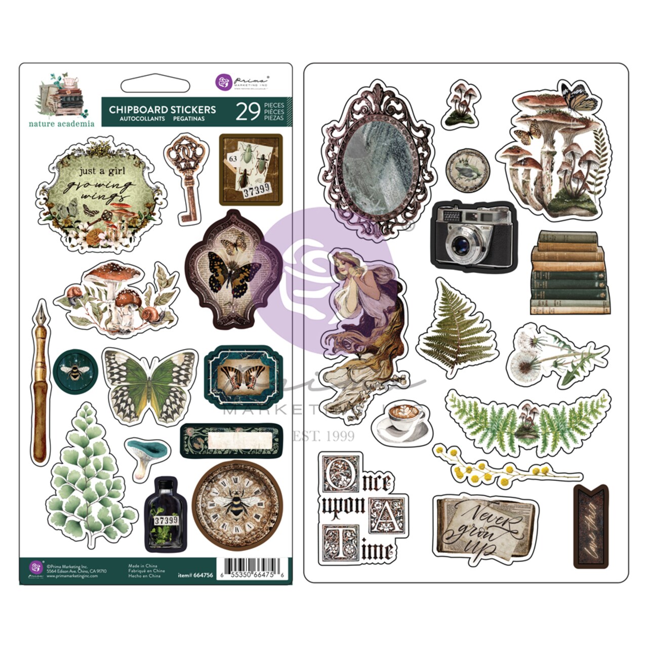 Nature Academia Collection Chipboard Stickers - 29 pcs chipboard stickers